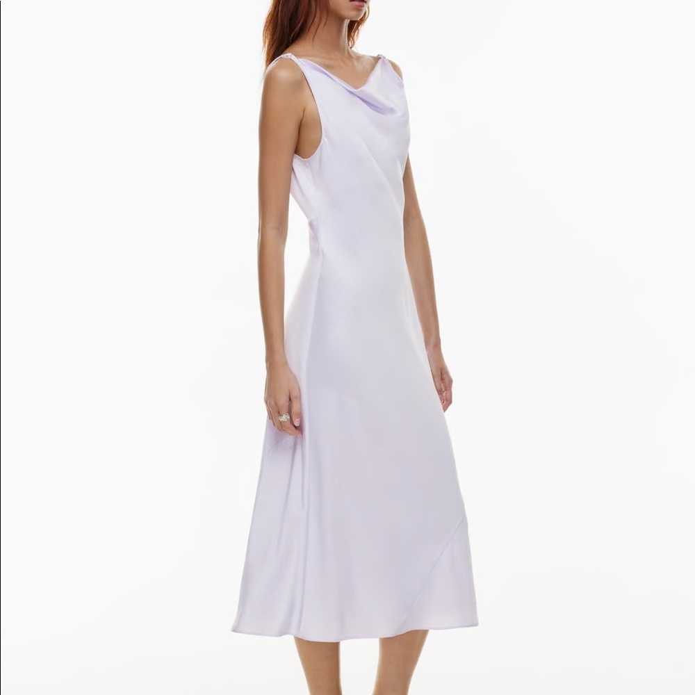 Aritzia Goddess Satin Dress | ice lavender, XS